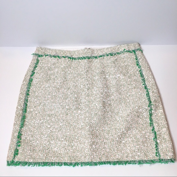 J Crew Cream Glimmer Tweed Mini Skirt 40075 sz 6 - Picture 2 of 8